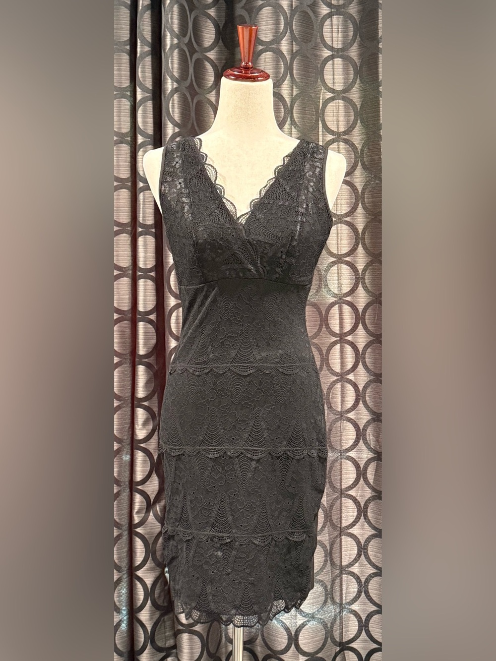 Daisy Fuentes Black Lace V-Neck Dress